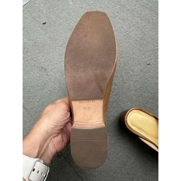 Nisolo Womens Mule Shoes Size 8.5 Brown Leather Chunky Heel Closed Toe - Picture 2 of 7